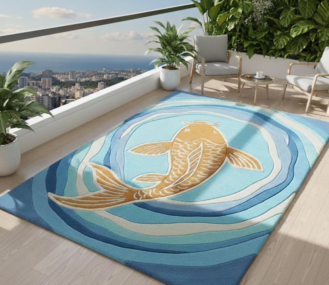 Koi Fish Area Rug – Nautical Nursery, Modern Ocean Theme - Etsy