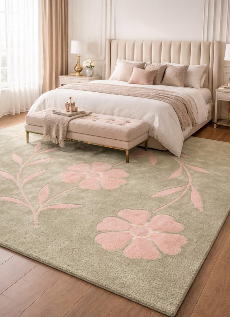 Hand finished sage green rug with embossed pink floral vine design, elegant botanical area rug for living room decor
Sage green area rug with raised pink floral vines, hand finished decorative rug for bedroom or living room
Elegant sage green rug with embossed pink floral pattern, botanical carpet for modern home decor
Textured sage green area rug with pink floral vines, hand finished decorative rug for cozy interiors
Botanical sage green rug with raised pink floral vine detailing, stylish area