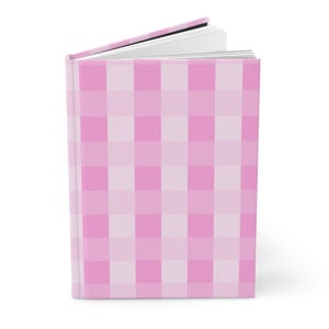 Pink Gingham Pattern Hardcover Journal | Matte Checkered Notebook