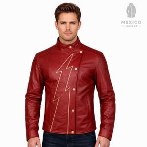 Jay Garrick inspirierte Lederjacke - Herren Red Superhero Cosplay Kostüm