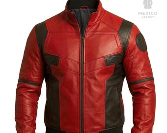 Giacca da motociclista da uomo rossa e nera in stile Spider – Costume streetwear in pelle ispirato ai supereroi