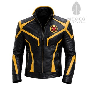 Movie Inspired Cosplay Jacket Black Yellow Hero Jacket Cosplay Convention Costume Men's Leather Jacket Halloween Cosplay Outfit
