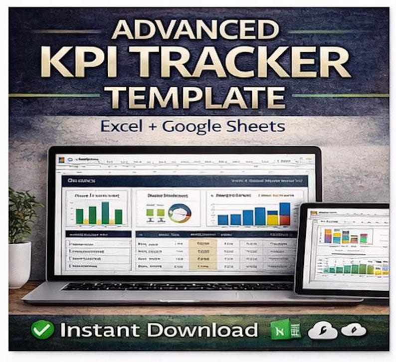 KPI Dashboard Excel Template With Charts | Business Performance Tracker ...