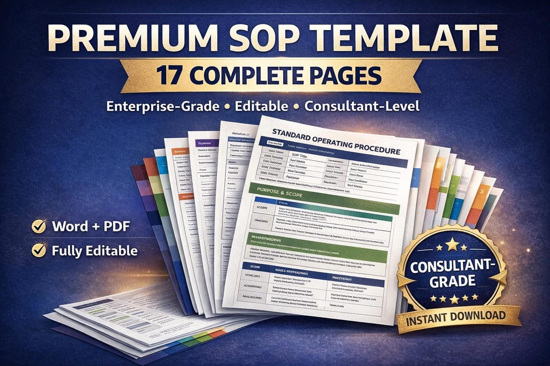 17-page SOP Template | Color-coded Business Process (word & PDF) - Etsy