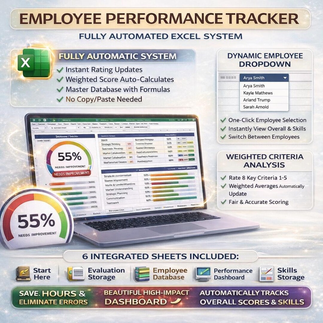 Employee Performance Tracker Excel, Performance Review Template ...
