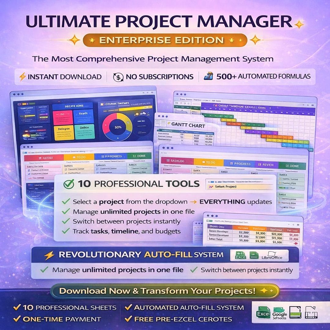 Project Planner Spreadsheet Excel Team Project Management Task Tracker ...
