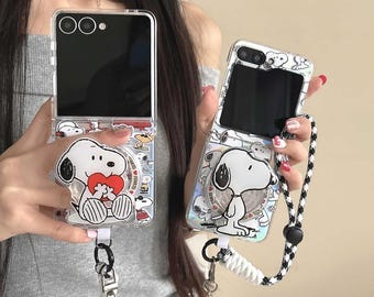 Snoopy Magnetic Phone Case with Lanyard for Samsung Galaxy Z Flip Series