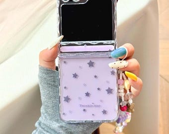 Lila Stern Handyhülle mit Lanyard für Samsung Galaxy Z Flip Series