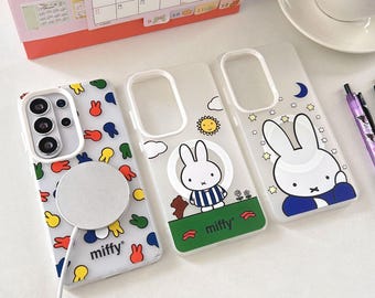 Miffy Bunny Magnetische Handyhülle, TPU/PC Schutzhülle für Samsung S23-S26 Ultra Plus
