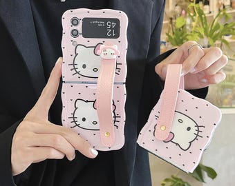 Pink Schleife Hello Kitty Handytasche mit Band für Samsung Galaxy Z Flip 7 / 6 / 5 / 4 / 3