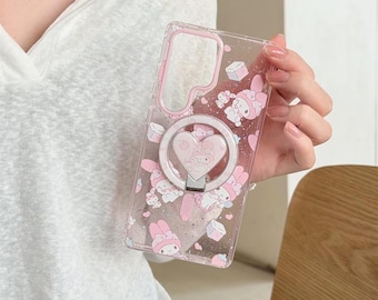 Süße Glitzer Erdbeere My Melody Handyhülle Kompatibel mit Halter für S26 S25 S24 S23 Ultra Plus