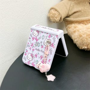 Cute Floral Hello Kitty Phone Case with Strap for Galaxy Z Flip 7 6 5 4 3 image 5