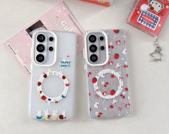 Erdbeere Miffy magnetische Handyhülle, kompatibel mit den S26, S25, S24, S23 Ultra und Plus