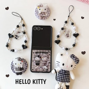 Dark and Cute Hello Kitty Magnetic Phone Case with Lanyard, Compatible with Galaxy Z Flip 7, 6, 5 image 1
