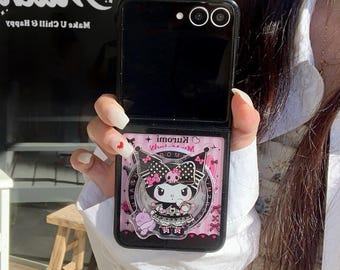 Süße Kuromi & My Melody Magnetische Handyhülle mit Lanyard für Galaxy Z Flip7 6 5