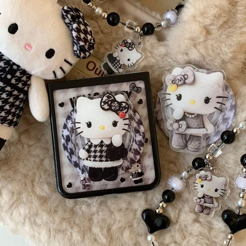 Dark and Cute Hello Kitty Magnetic Phone Case with Lanyard, Compatible with Galaxy Z Flip 7, 6, 5 image 7