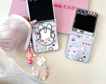 Miffy Bunny Handyhülle mit Lanyard für Samsung Galaxy Z Flip 7/6/5/4/3