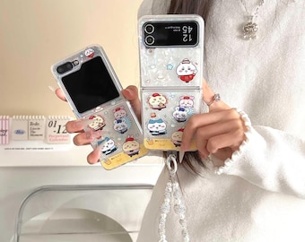 Shell Pattern Chiikawa Phone Case with Strap, Compatible with Samsung Galaxy Z Flip7/6/5/4/3
