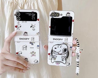 Snoopy Herz Magnet Handytasche Hülle für Galaxy Z Flip 7 6 5 4 3