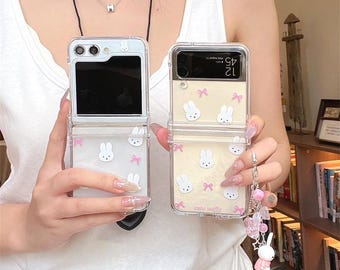 Miffy Rabbit Handyhülle mit Lanyard für Galaxy Z Flip 3/4/5/6/7