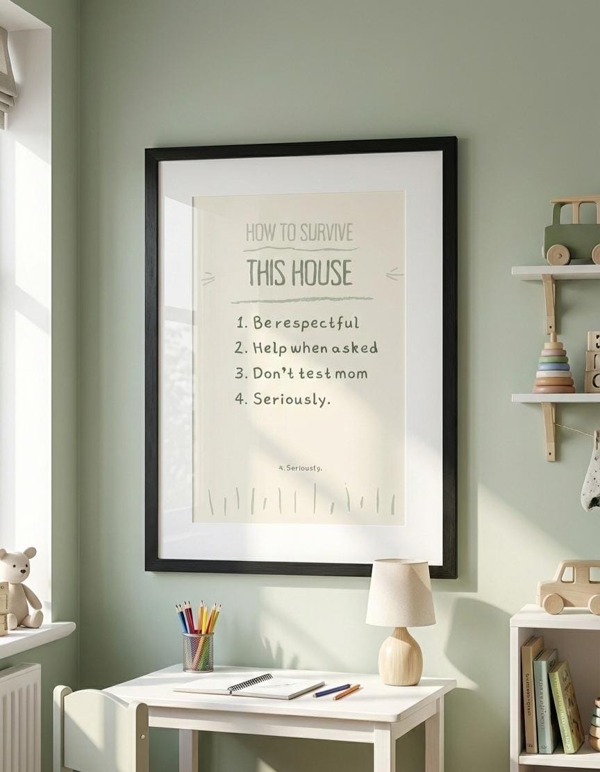 Funny Family Rules Wall Art Printable | How to Survive This House ...