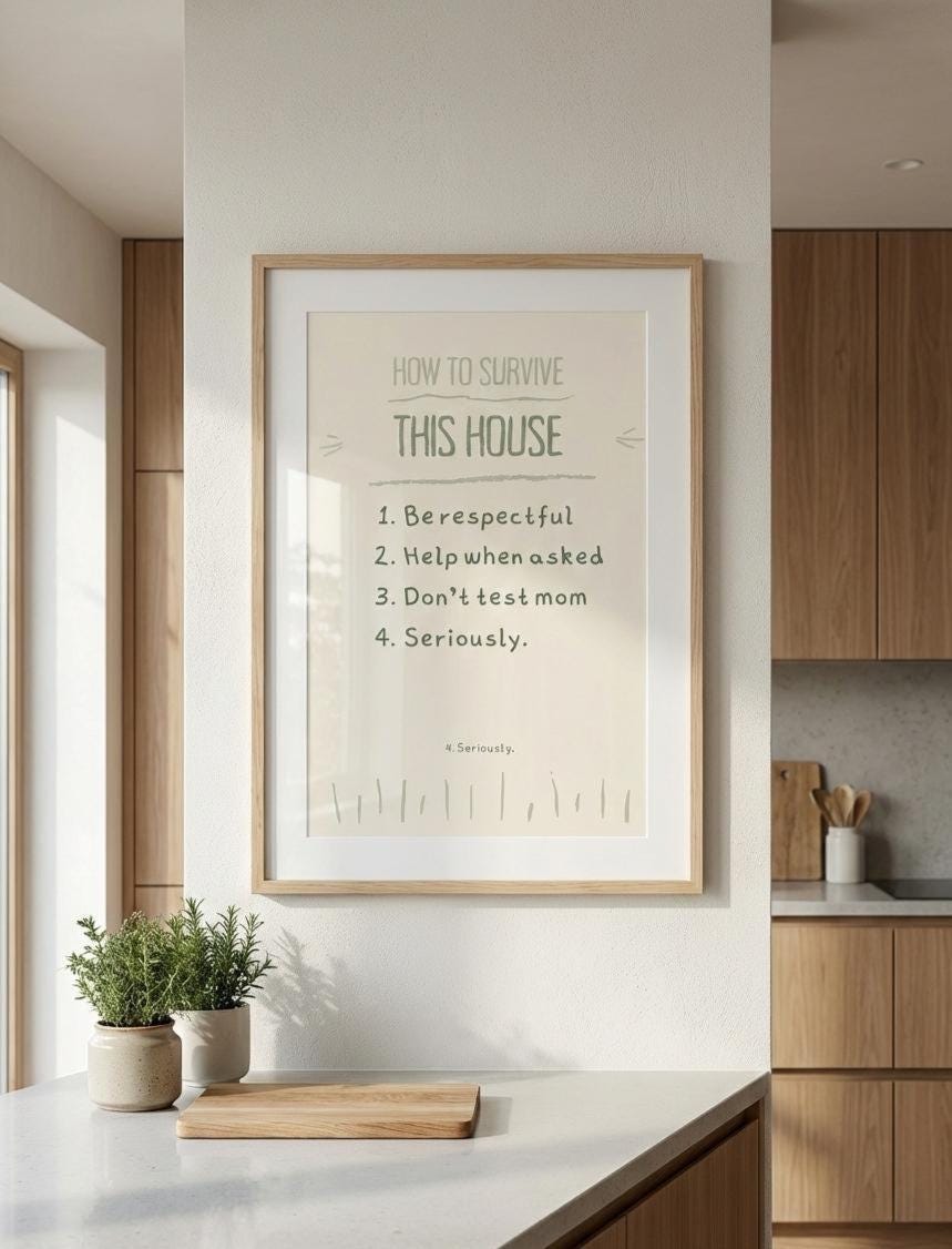 Funny Family Rules Wall Art Printable | How to Survive This House ...