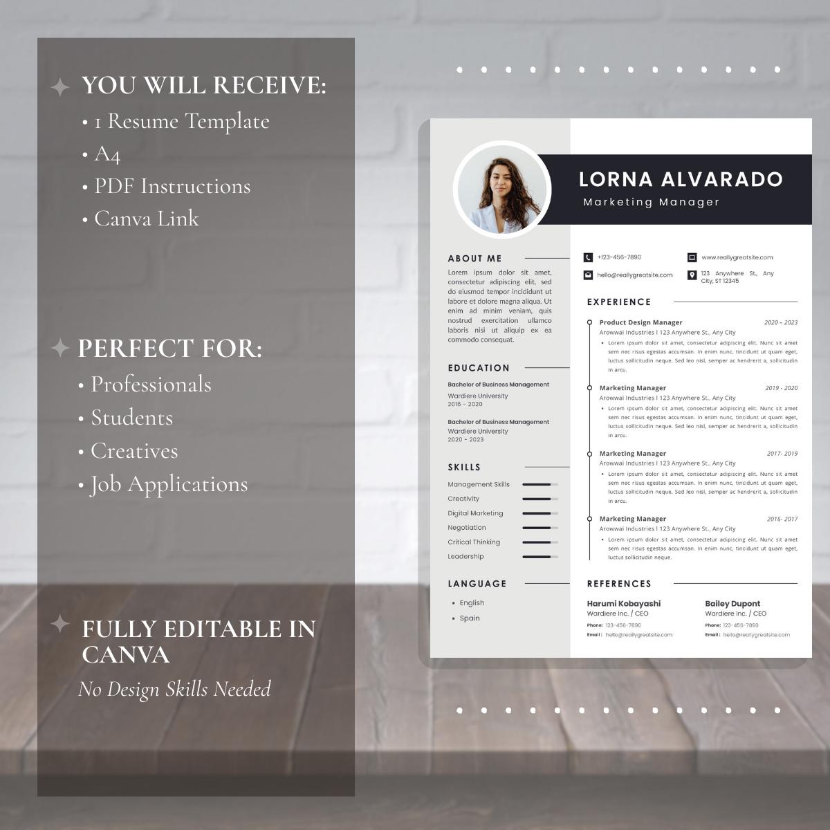 Executive Resume Template | Modern, Minimalist CV Design (A4 Canva ...