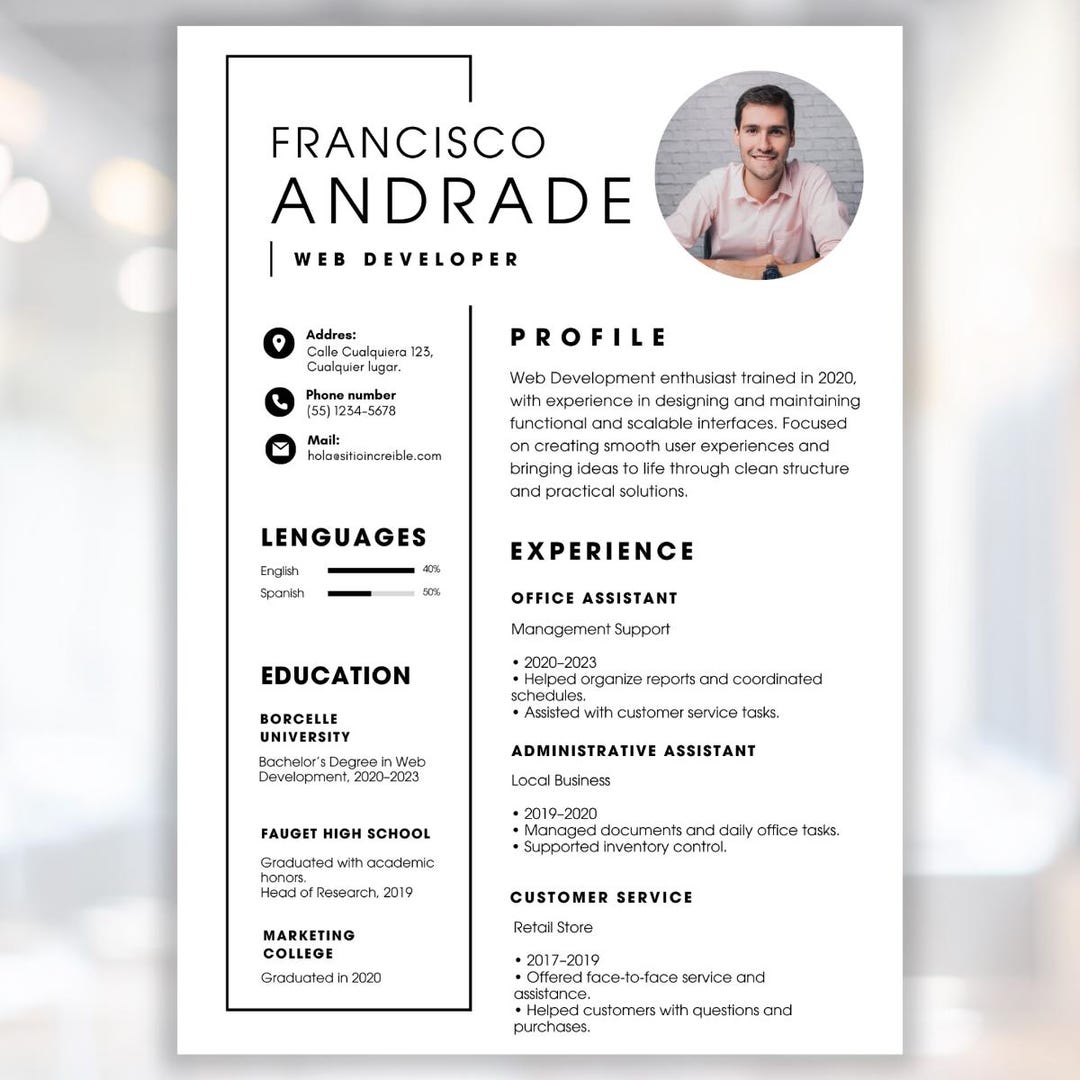 Minimalist Resume Template for Canva Professional CV Modern ATS ...
