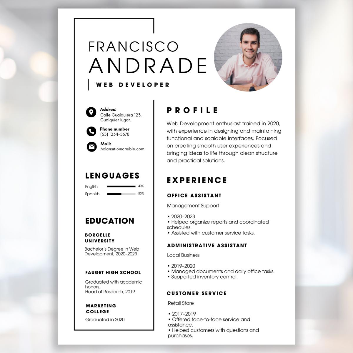 Minimalist Resume Template for Canva Professional CV Modern ATS ...