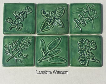 Used 4/" x 4/" Stoneware Style Tiles Herb Tiles Various Herb Names /& Pics