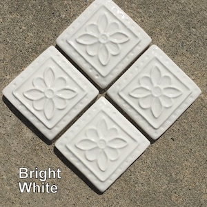 8 Colors IN STOCK, 2x2 Embroidered Clay Rosette Accent Tiles in Sets of Four
