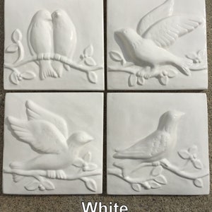 9 Colors IN STOCK, Sets of 4 Birds on a Vine Accent tiles for backsplashes, showers, fireplaces...