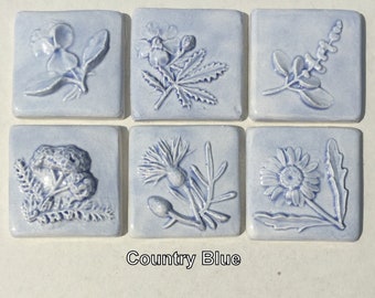 2x2 Little Flowers Accent Tiles in Sets of 6 -- 7 Glaze colors In-Stock and Ready to Ship