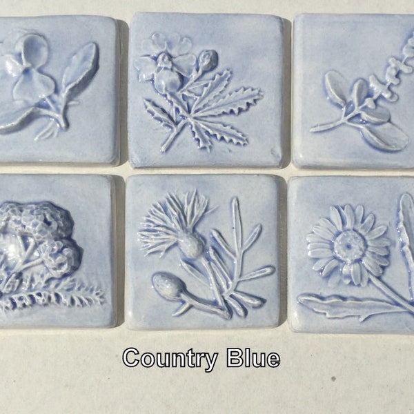 2x2 Little Flowers Accent Tiles in Sets of 6 -- 9 Glaze colors In-Stock and Ready to Ship