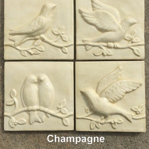 5 Colors IN STOCK, Sets of 4 Birds on a Vine Accent tiles for backsplashes, showers, fireplaces...