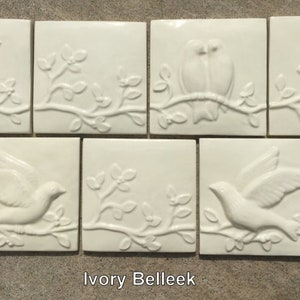 IN STOCK in 5 Glazes -- Sets of Seven Birds on a Vine Accent tiles, Relief tiles, Backsplash panel, bathroom tiles, fireplace tiles