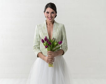Green Bridal Cardigan, Wedding Cover Up, Bridal Shrug Bolero, Elegant Wedding Jacket, Woodland Wedding, Simple Wedding, Minimalist Design