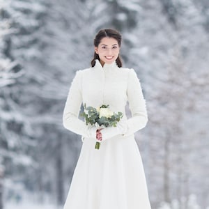 White wedding coat outlet for winter