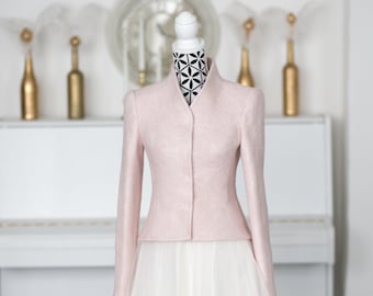 Blush Pink Bolero, Blush Cover up, Pale Pink Bridal Bolero, Pale Pink  Jacket, Bridal Shrug Bolero, Dusty Rose  Jacket, Blush Short Blazer