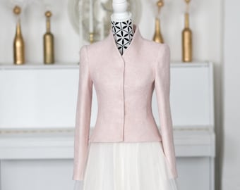 Blush Pink Bolero, Blush Cover up, Pale Pink Bridal Bolero, Pale Pink  Jacket, Bridal Shrug Bolero, Dusty Rose  Jacket, Blush Short Blazer