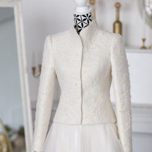 Bespoke Alpaca Wool Bridal Coat, Winter Wedding Dress Jacket, Ecofur White Wedding Coat, Boucle Coat, Winter Coat