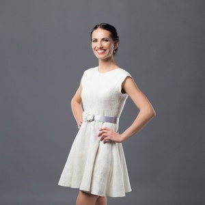 Felt Wedding Dress, Designer Bridal Dress, Simple Wedding Dress, Women Mini Dress, Mini Wedding Dress, Sleeveless Dress, Flare Dress, Belt