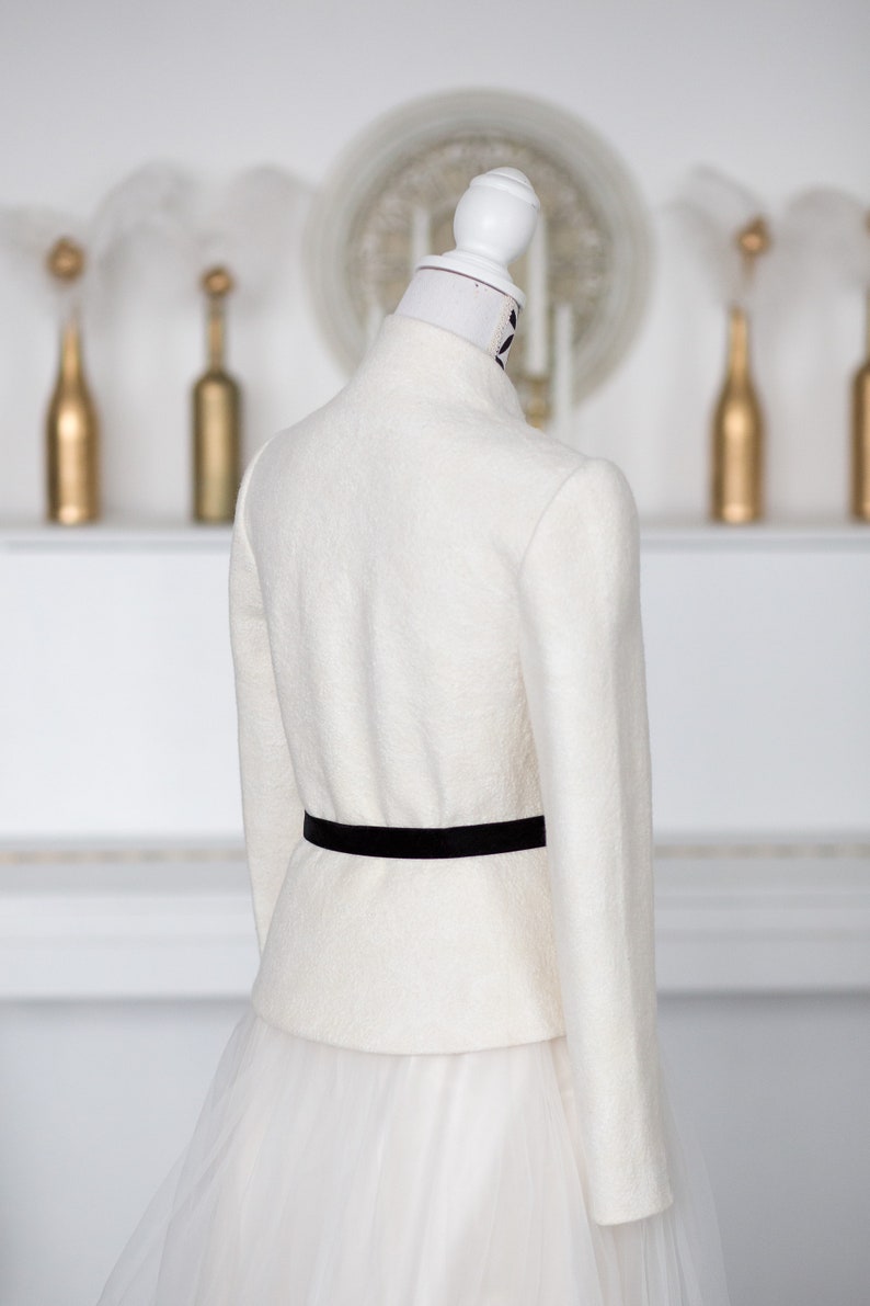 Ecru jacket for bride Wedding wool Bolero White Wedding Jacket Elegant Bridal jacket Ivory Bridal coat Bolero Jacket
