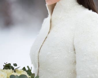 Veste de mariée ivoire, veste en laine d’alpaga, veste de mariage d’hiver, veste de mariée pour mariage, veste de mariage en laine élégante, couverture de mariage