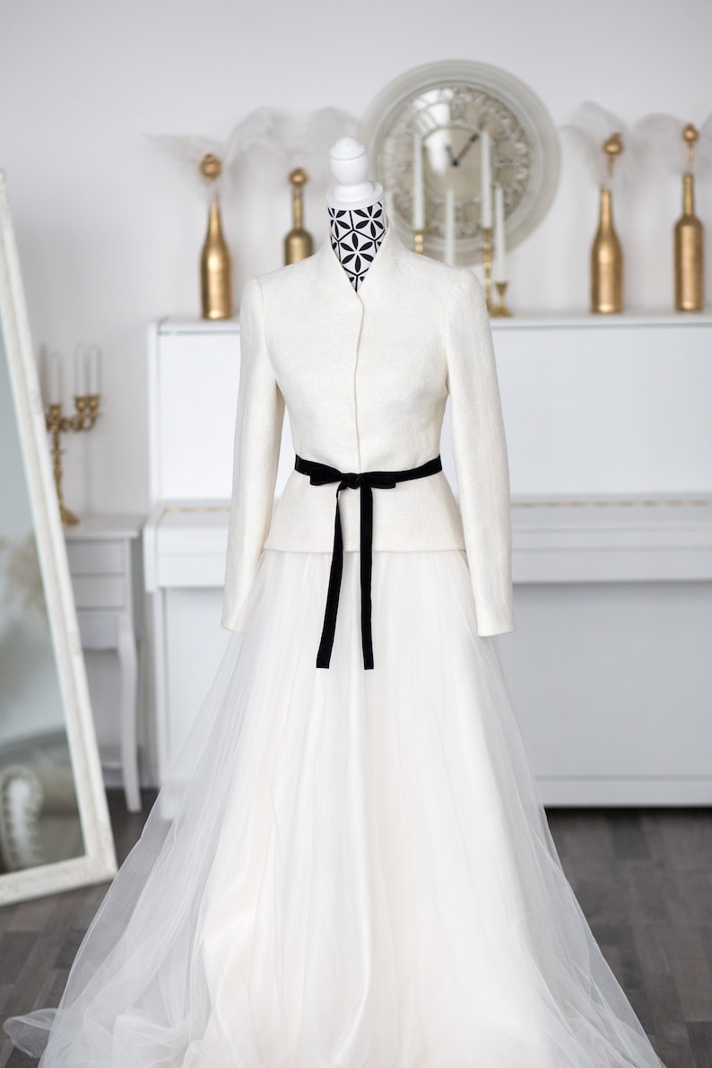 Ecru jacket for bride Wedding wool Bolero White Wedding Jacket Elegant Bridal jacket Ivory Bridal coat Bolero Jacket
