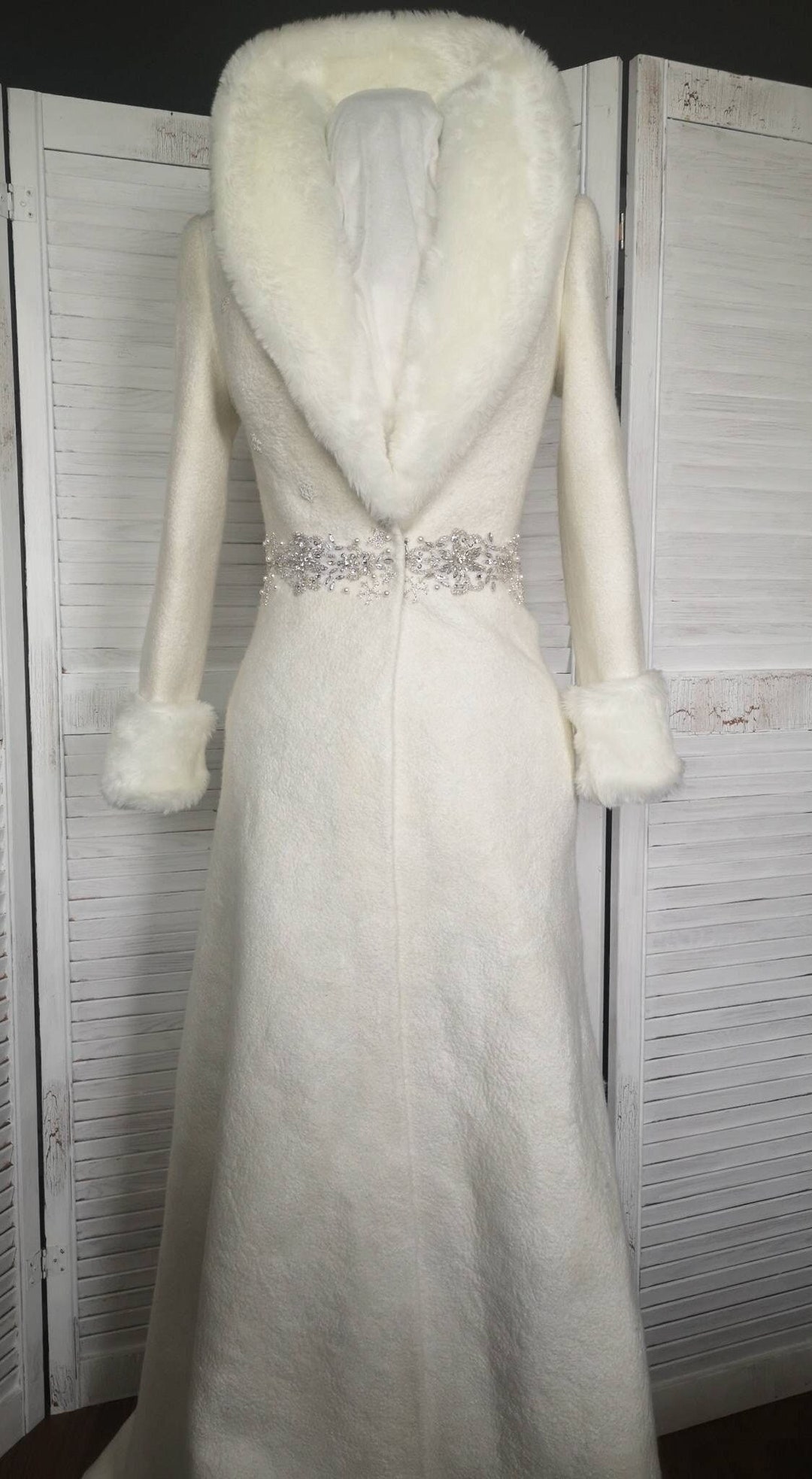 Long Ivory Bridal Coat, Winter Wedding Dress, Ivory Bridal Coat, Alpaca