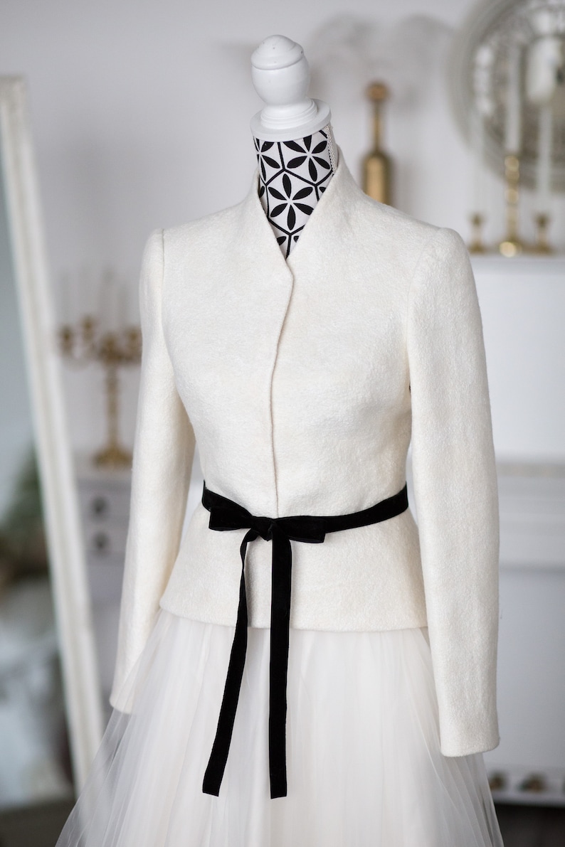 Ecru jacket for bride Wedding wool Bolero White Wedding Jacket Elegant Bridal jacket Ivory Bridal coat Bolero Jacket