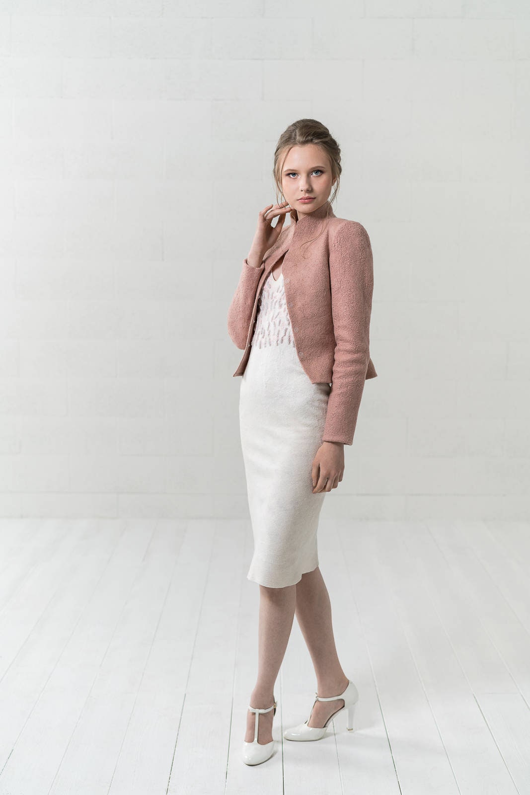 blush pink jacket for wedding