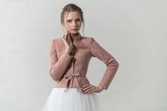 short pink jacket for wedding