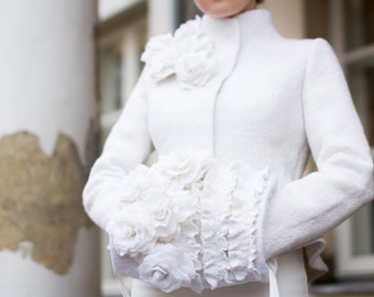 Gefilzte Hand Muff, Hand wärmer Muff, Braut Hand Muff, viktorianischen Stil, Winterhochzeit, gefilzte Blumen Muff, 1950er Jahre Hand Muff, Braut Mitten